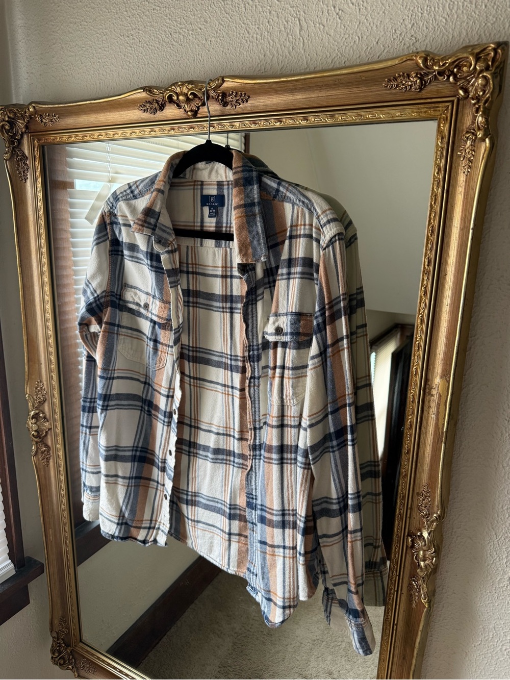 Blue, White, and Orange Flannel